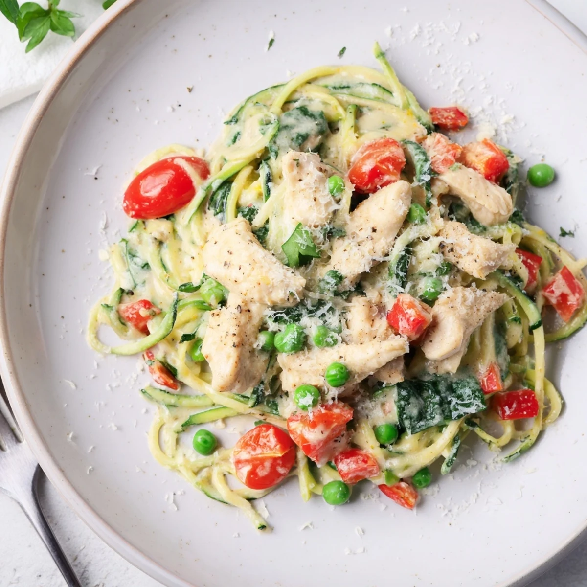 Protein Veggie Zucchini Noodle Alfredo