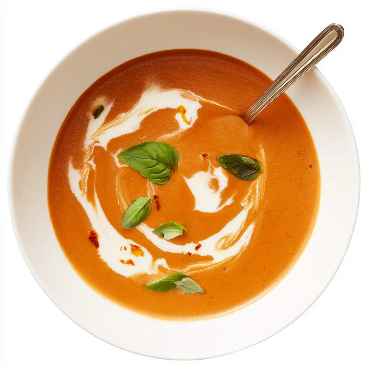 Velvety cozy tomato soup featuring caramelized tomatoes and aromatic herbs steaming in ceramic bowl