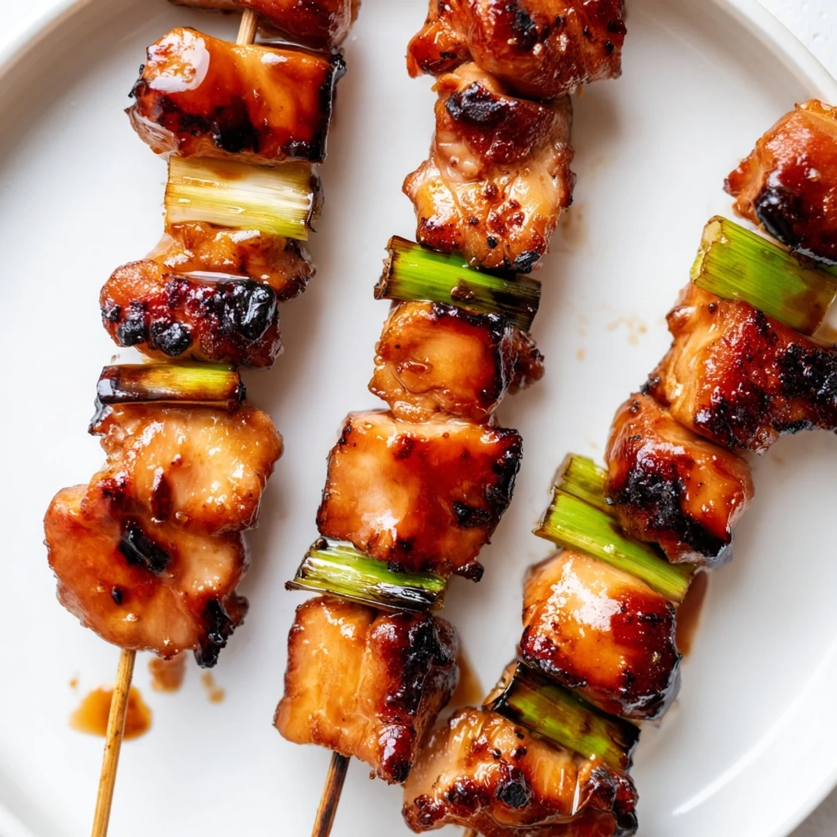 Tender chicken yakitori with charred edges and caramelized glaze ready for dinner