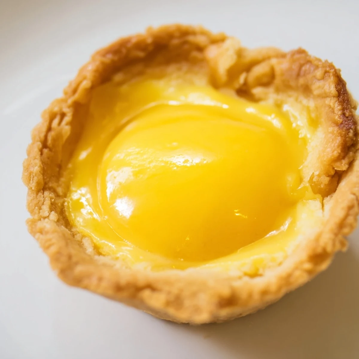 Elegant mango curd tart topped with fresh fruit on a golden pastry base