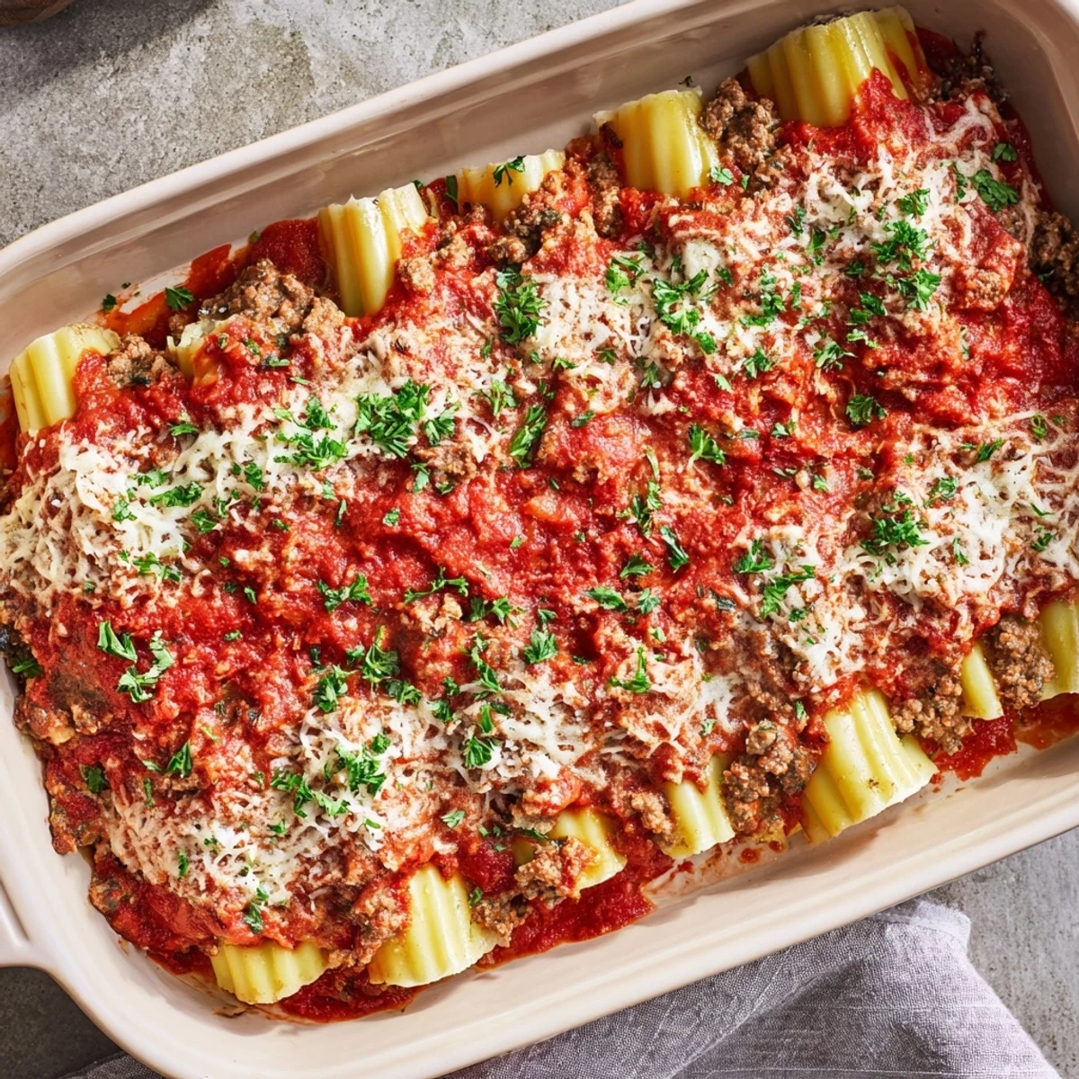 Tender pasta tubes stuffed with ricotta and baked under melted mozzarella cheese