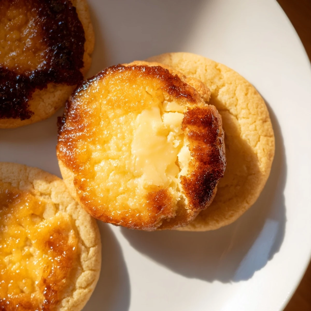 Golden caramelized sugar tops these soft baked creme brulee cookies with creamy vanilla centers