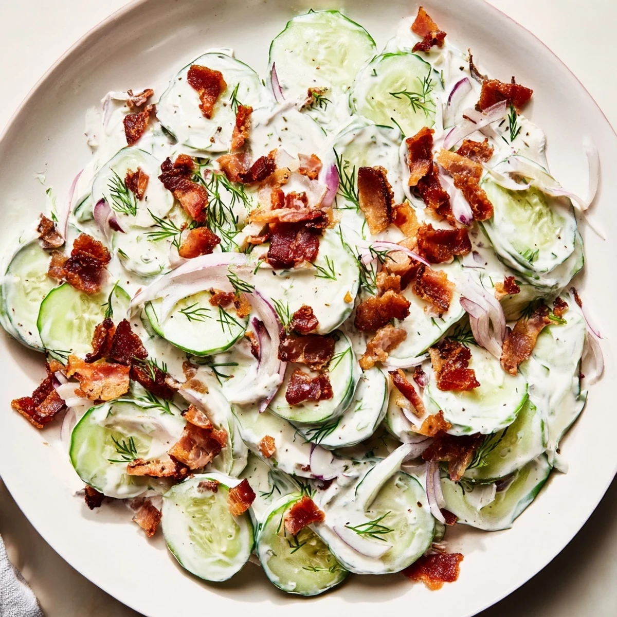 Healthy Cucumber Salad With Bacon