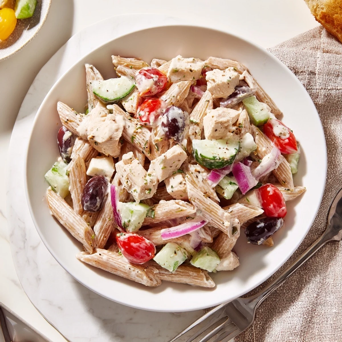High Protein Greek Pasta Salad