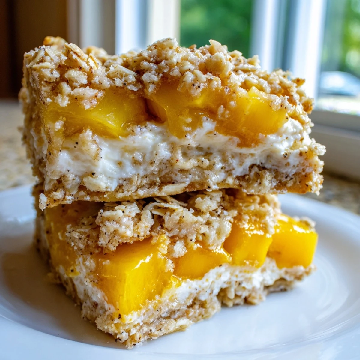 Peaches And Cream Crumble Bars