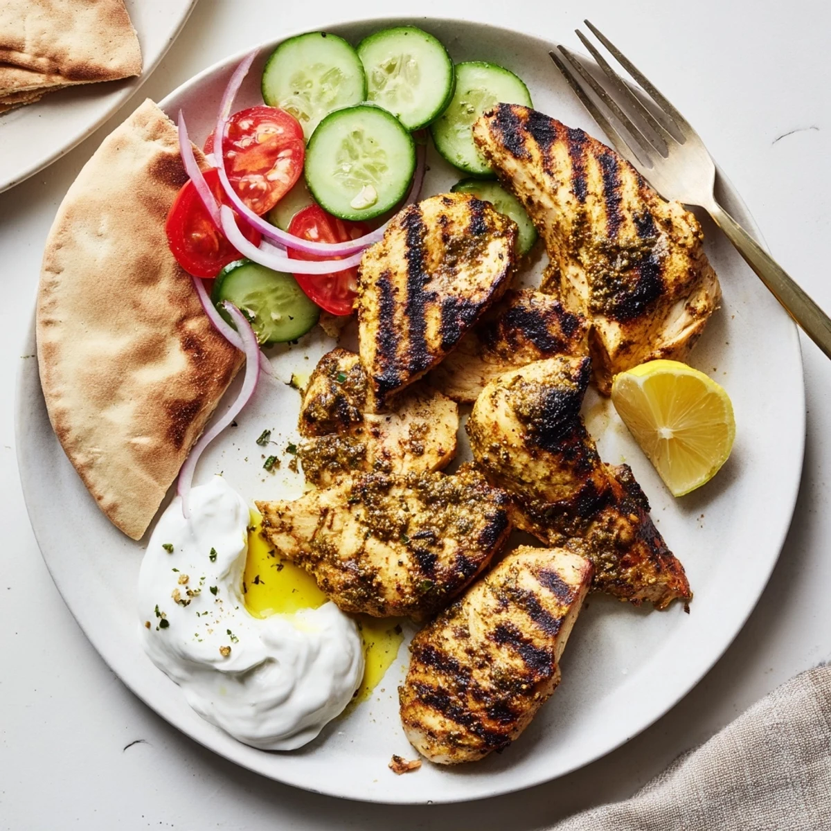 Shawarma Chicken With Garlic Sauce, sliced juicy chicken in warm pita