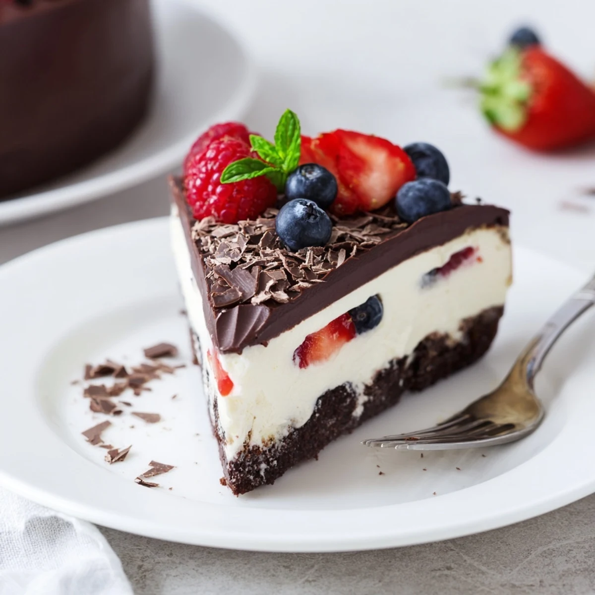 Serve The Ultimate Dessert Recipe with mint garnish, dark chocolate shavings, Moscato