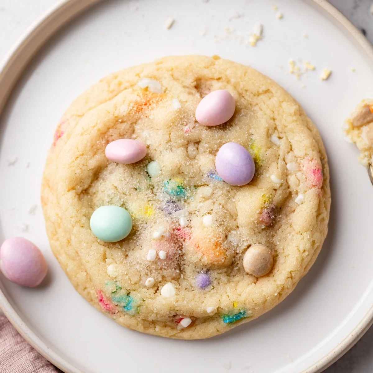 Kids reaching for Easter Funfetti Cookies at a colorful spring picnic