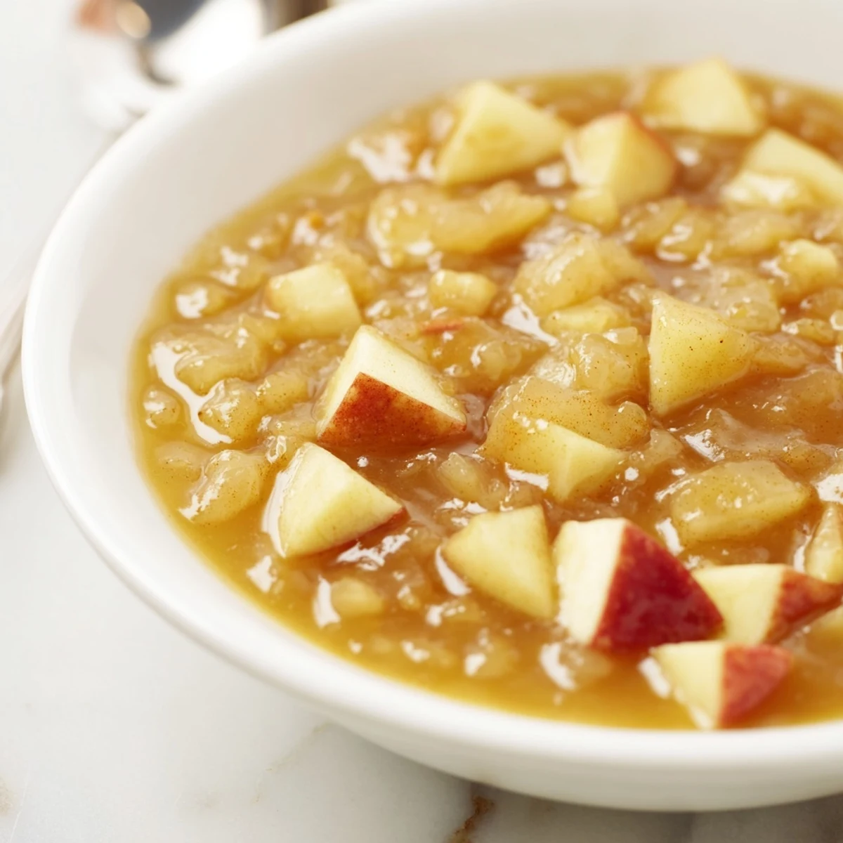 Warm Fall Caramel Apple Jam glistening in jars, studded with cinnamon  