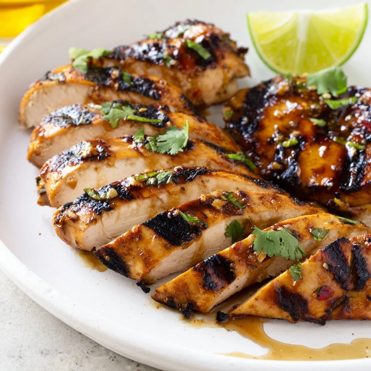 Zesty Key West Grilled Chicken With Tropical Citrus Marinade atop grilled pineapple slices