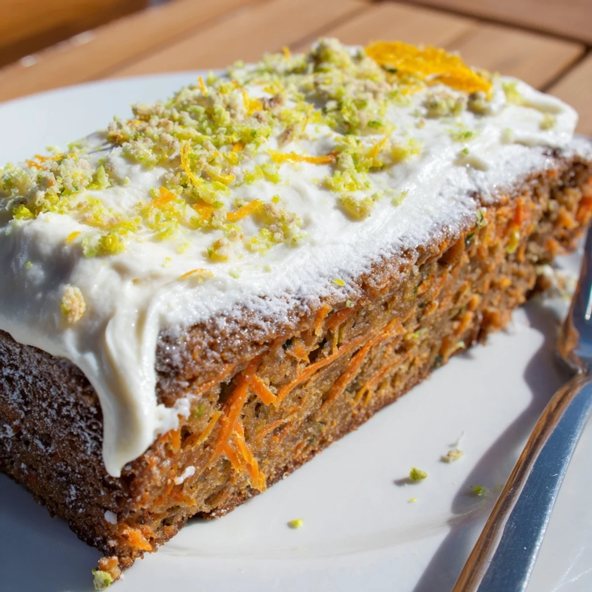 Spiced Ginger Carrot And Zucchini Bars With Lemon Cream Cheese Frosting with lemon zest
