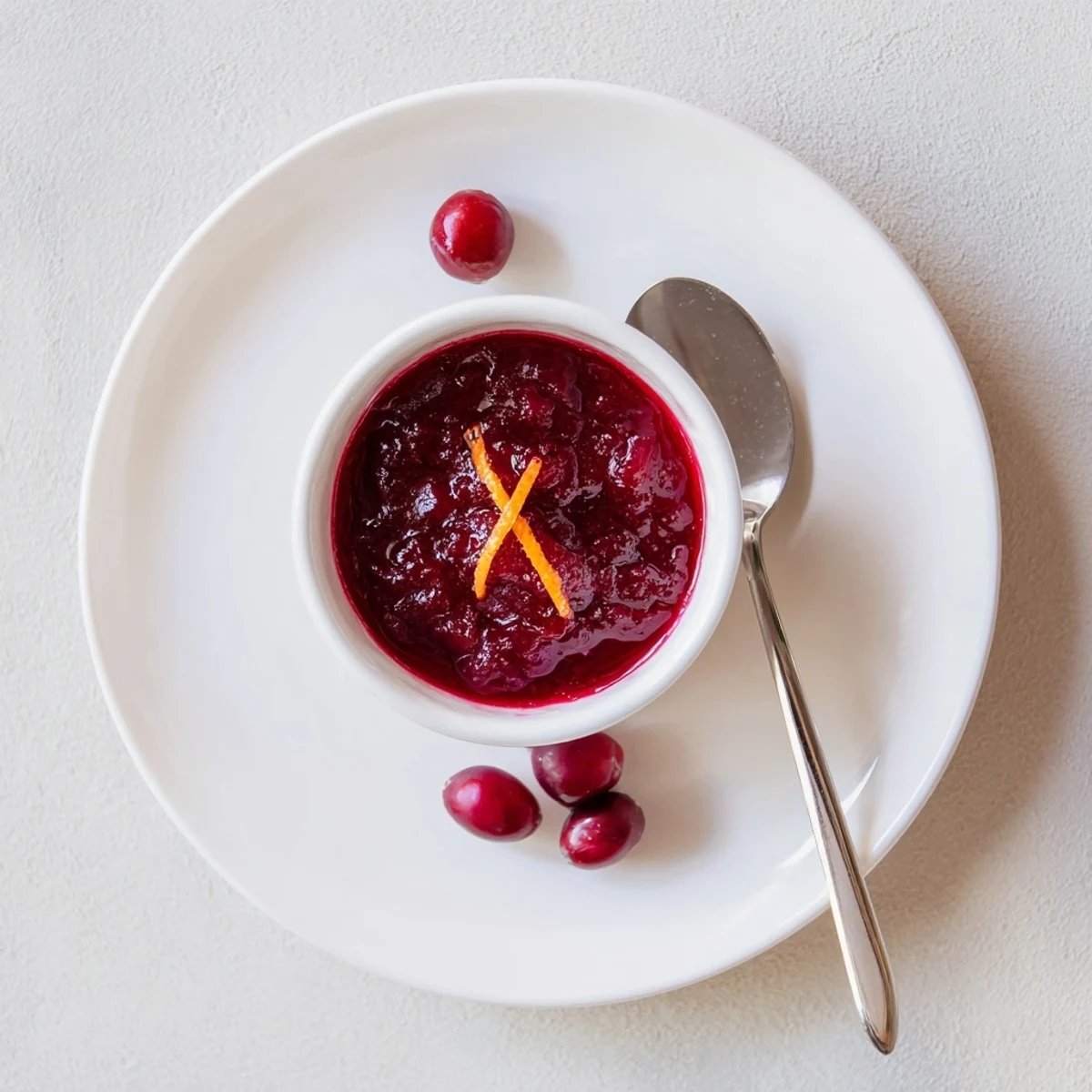 Cranberry Syrup glistening deep red, poured over fluffy pancakes on plate