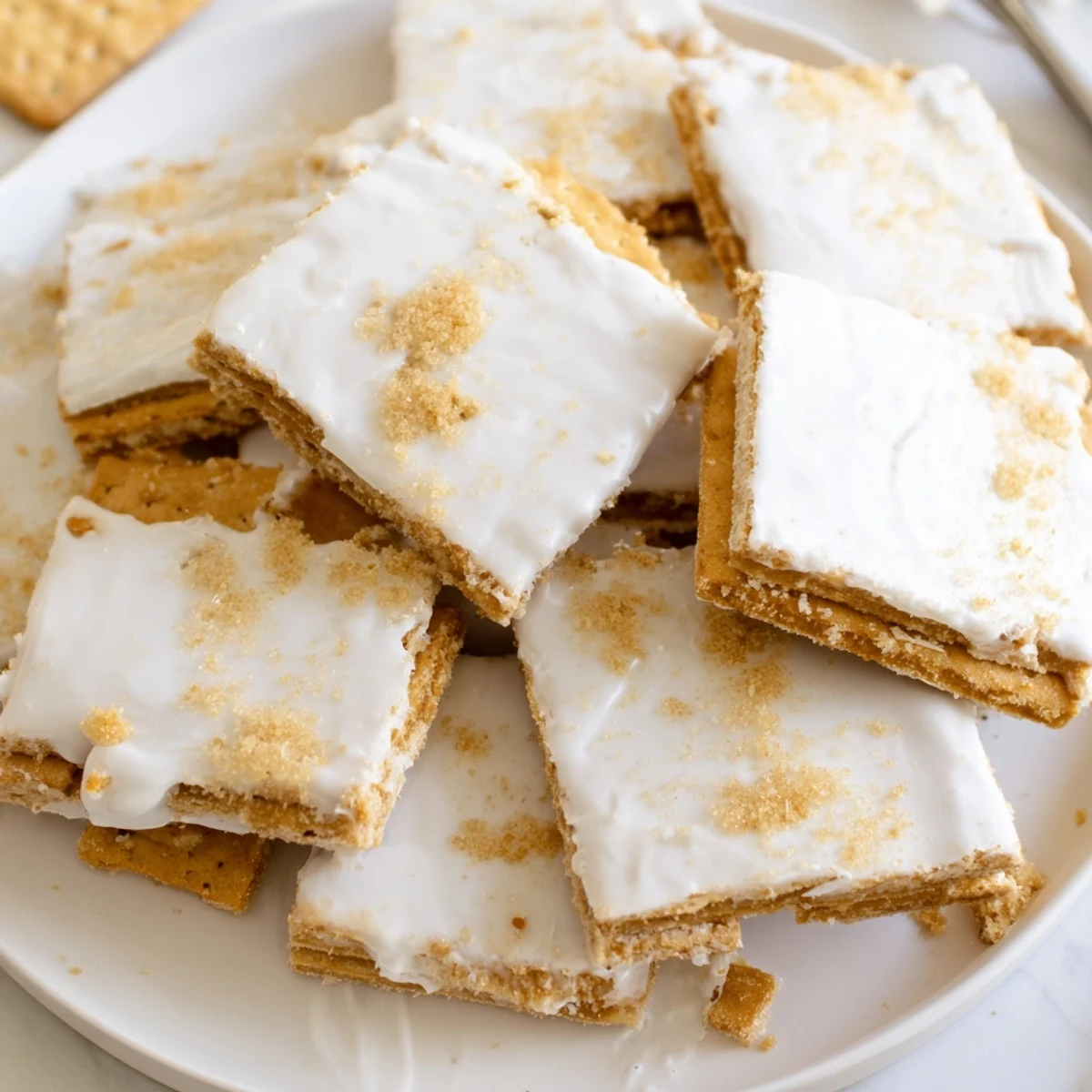 Golden buttery cinnamon toffee coating crispy crackers in this Churro Saltine White Toffee