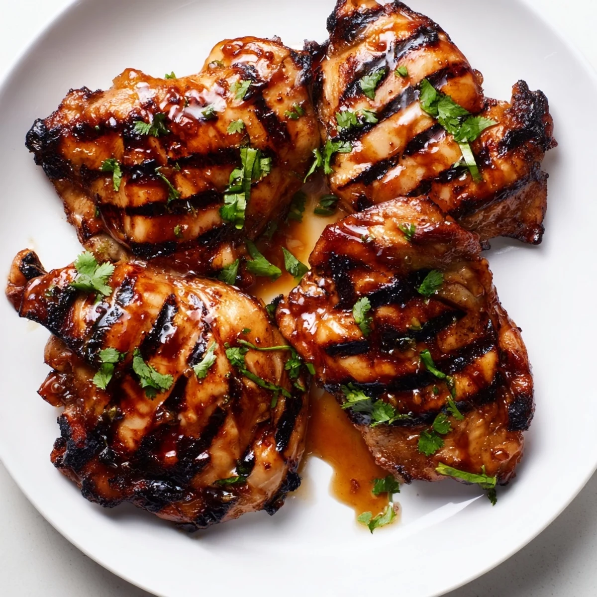 Juicy Sweet n Spicy Grilled Chicken Thighs served with lime wedges and grilled vegetables